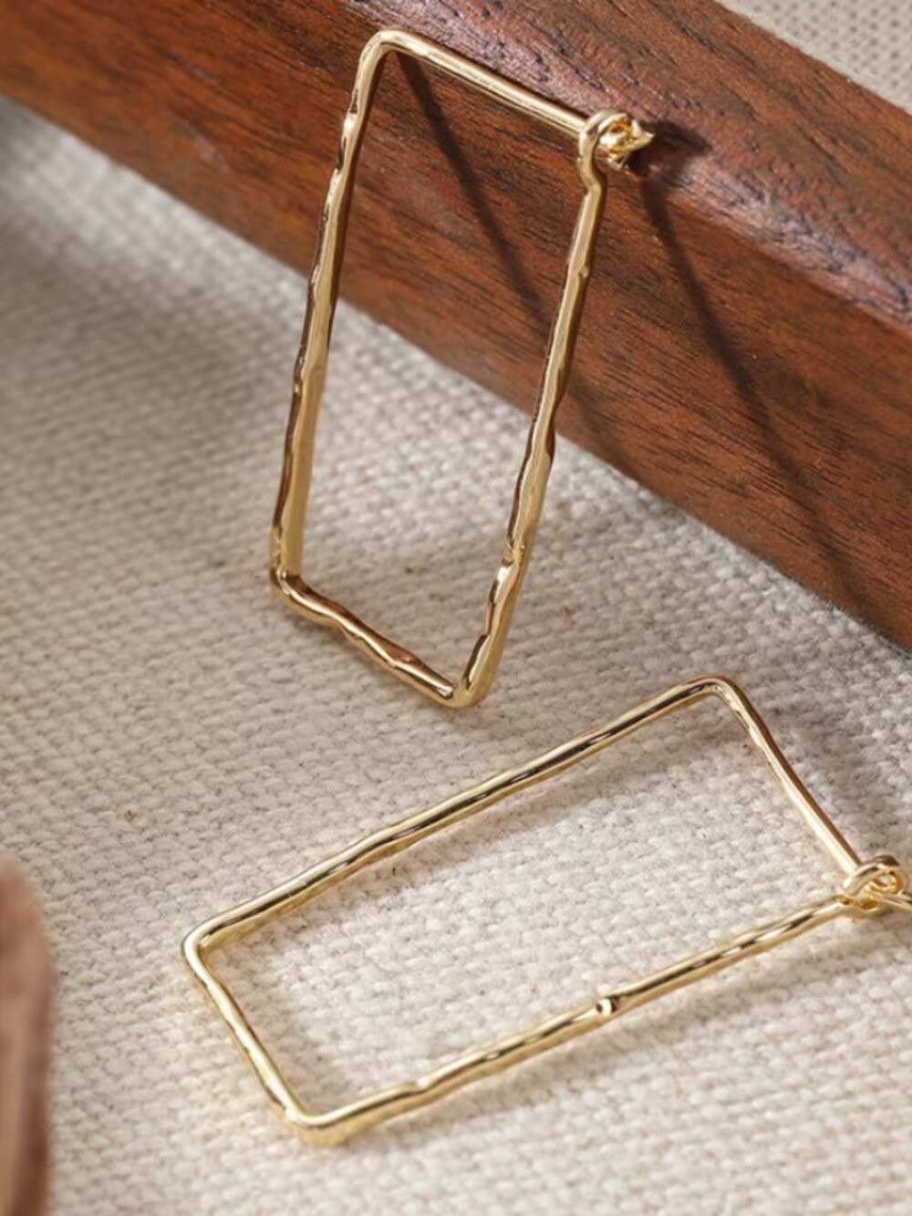 14K Gold Womens 1.25" Tall Square Hoop Earrings Big New Rectangle Hoops Jewelry